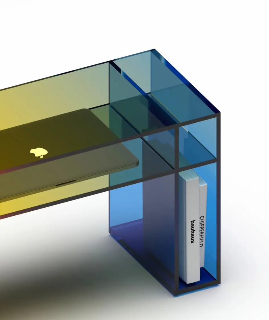 Biplanar — mesa de noche de vidrio laminado Pernia